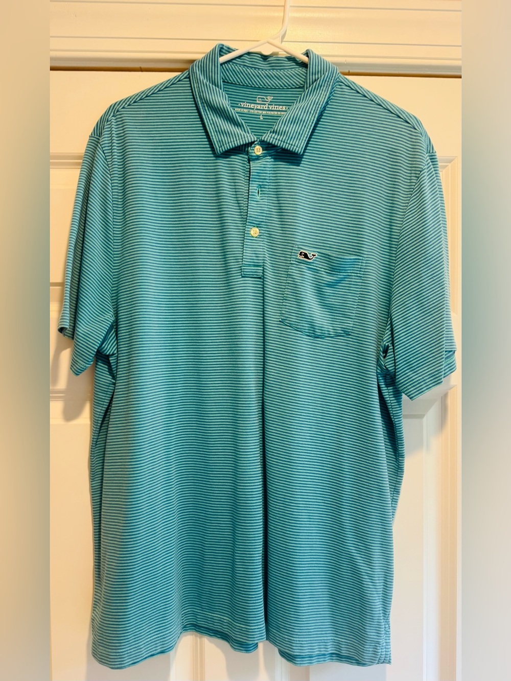 Vineyard Vines Men's Turquoise/Blue Micro-Stripe Polo